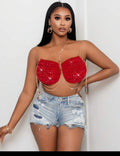 Rhinestone studded crop-style